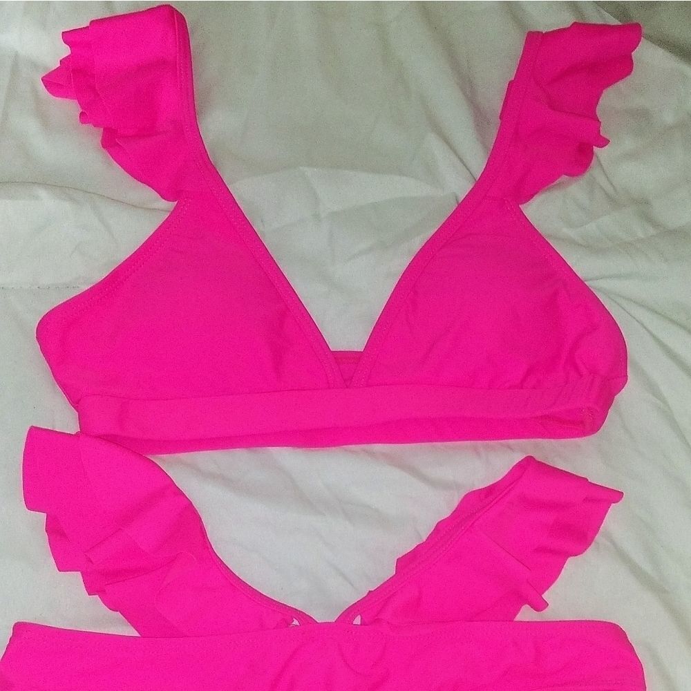 Barbie Hot Pink ruffled bikini sz S